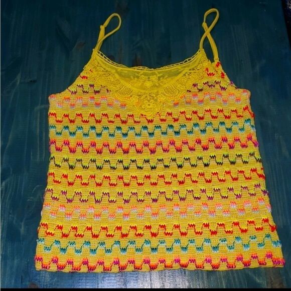 Free People S Crochet & Lace Tank Top Yellow  - Medium - Picture 7 of 8
